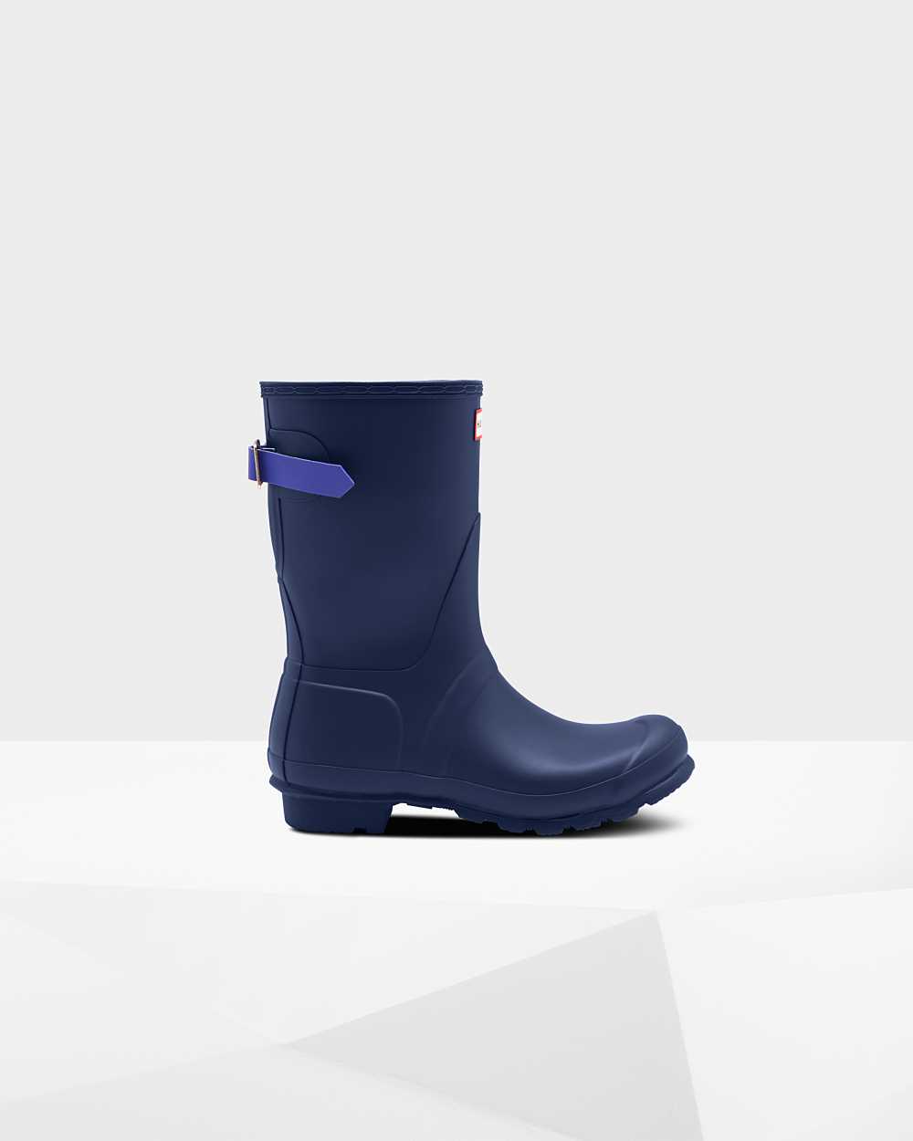 Botas De Agua Mujer - Hunter Original Short Back Adjustable Azules Oscuro - EODFQP-864 - Azules Oscu